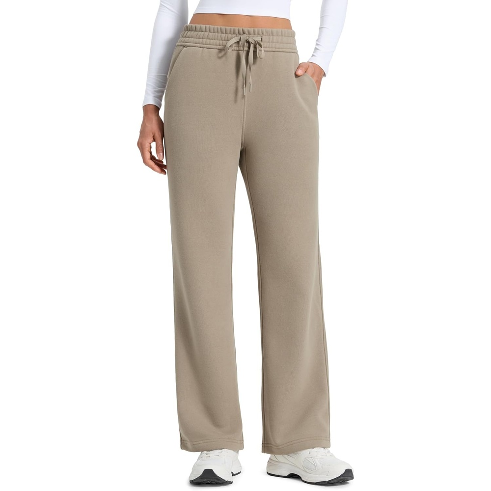 image:imageCRZ YOGA Cotton Fleece Lined Sweatpants Women 283032  Straight Leg Casual Lounge Pants with Pockets Winter WarmOak