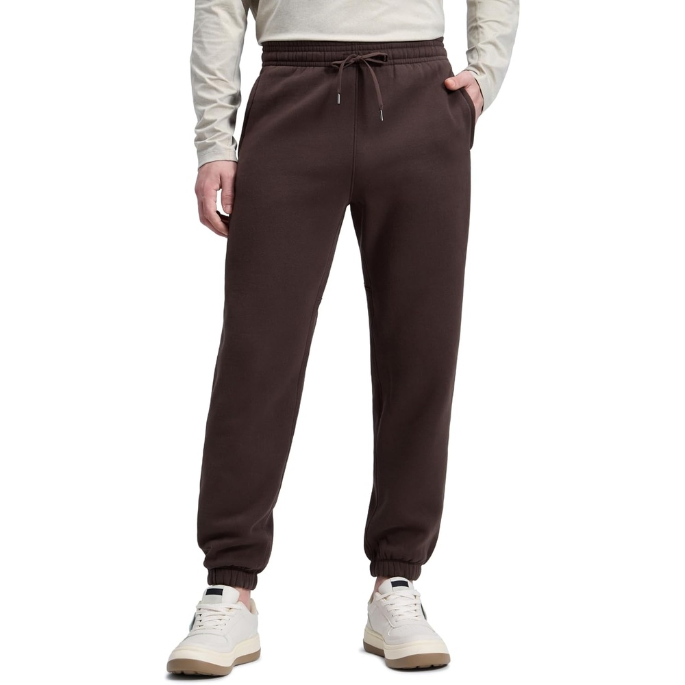 image:imageCRZ YOGA Cotton Fleece Lined Sweatpants for Men 30 Classic Fit Casual Lounge Cozy Sweat Pants Joggers with Zipper PocketsHot Fudge Brown