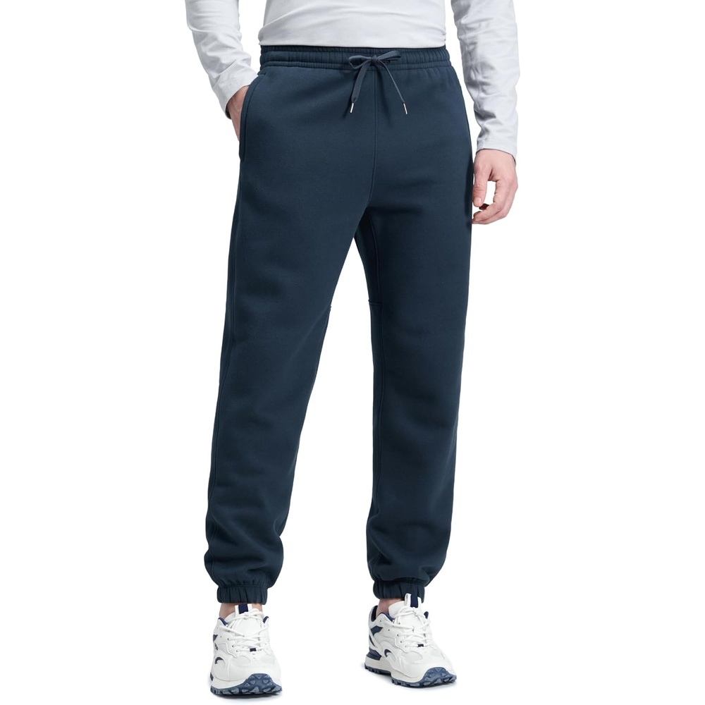 image:imageCRZ YOGA Cotton Fleece Lined Sweatpants for Men 30 Classic Fit Casual Lounge Cozy Sweat Pants Joggers with Zipper PocketsInk Blue