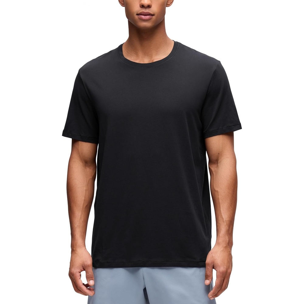 image:imageCRZ YOGA CottonBlend Athletic Shirts for Men Short Sleeve Moisture Wicking Soft Workout Casual Tee Tops Basic TShirtBlack