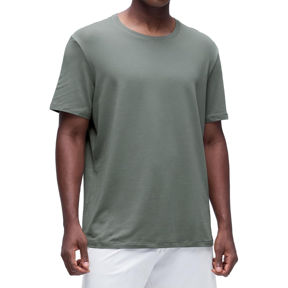 image:imageCRZ YOGA CottonBlend Athletic Shirts for Men Short Sleeve Moisture Wicking Soft Workout Casual Tee Tops Basic TShirtGrey Sage
