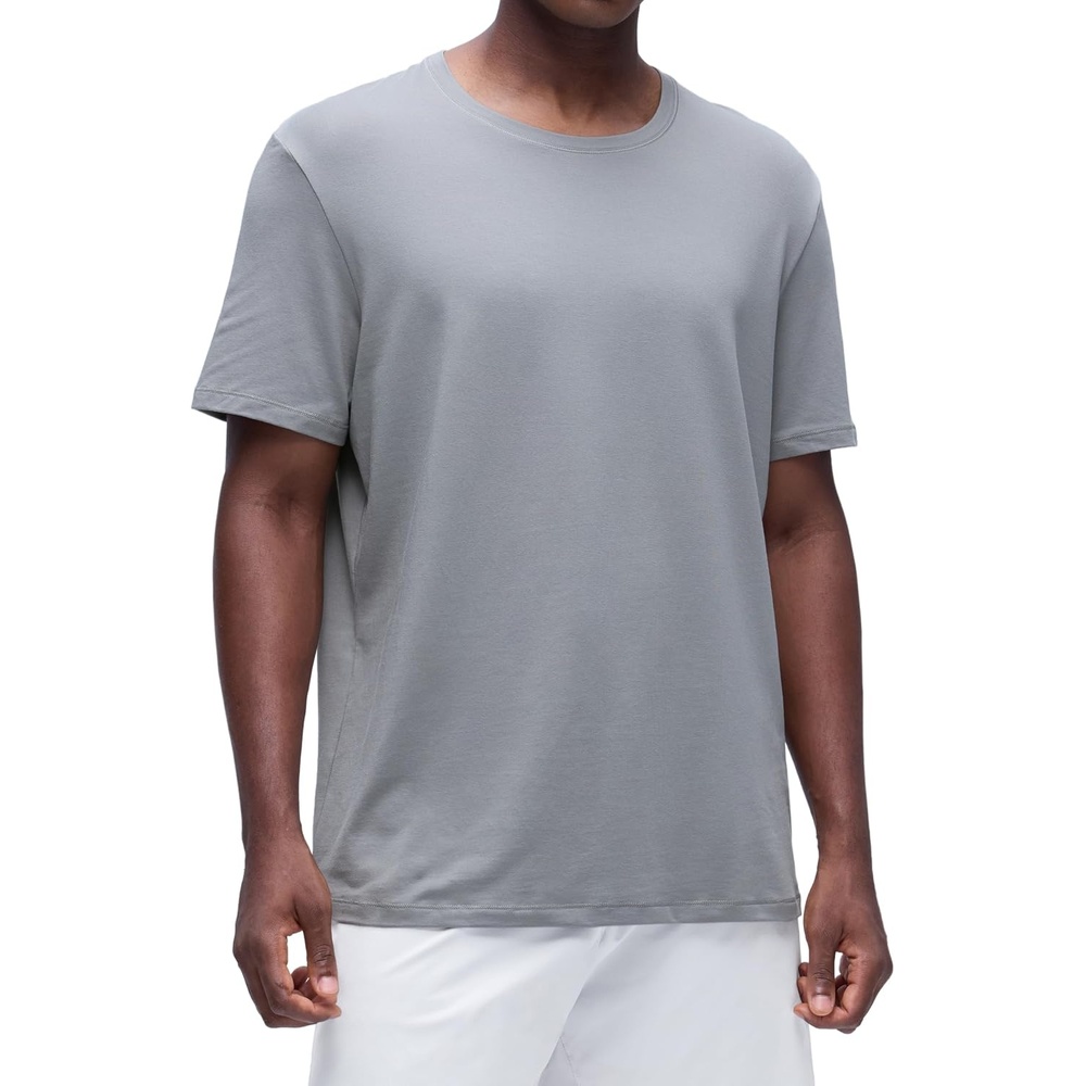 image:imageCRZ YOGA CottonBlend Athletic Shirts for Men Short Sleeve Moisture Wicking Soft Workout Casual Tee Tops Basic TShirtSilver Gray