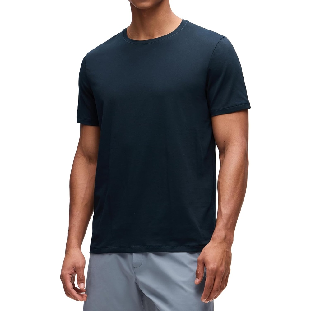 image:imageCRZ YOGA CottonBlend Athletic Shirts for Men Short Sleeve Moisture Wicking Soft Workout Casual Tee Tops Basic TShirtTrue Navy