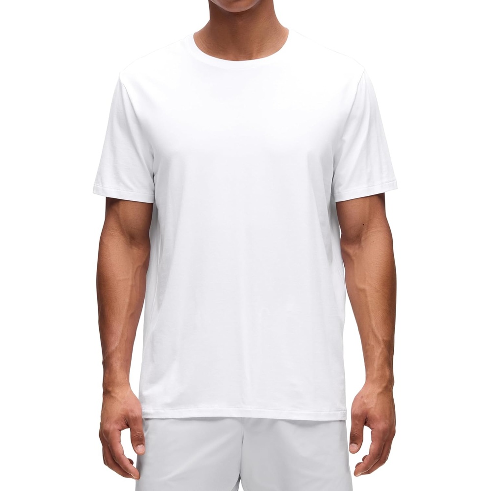 image:imageCRZ YOGA CottonBlend Athletic Shirts for Men Short Sleeve Moisture Wicking Soft Workout Casual Tee Tops Basic TShirtWhite