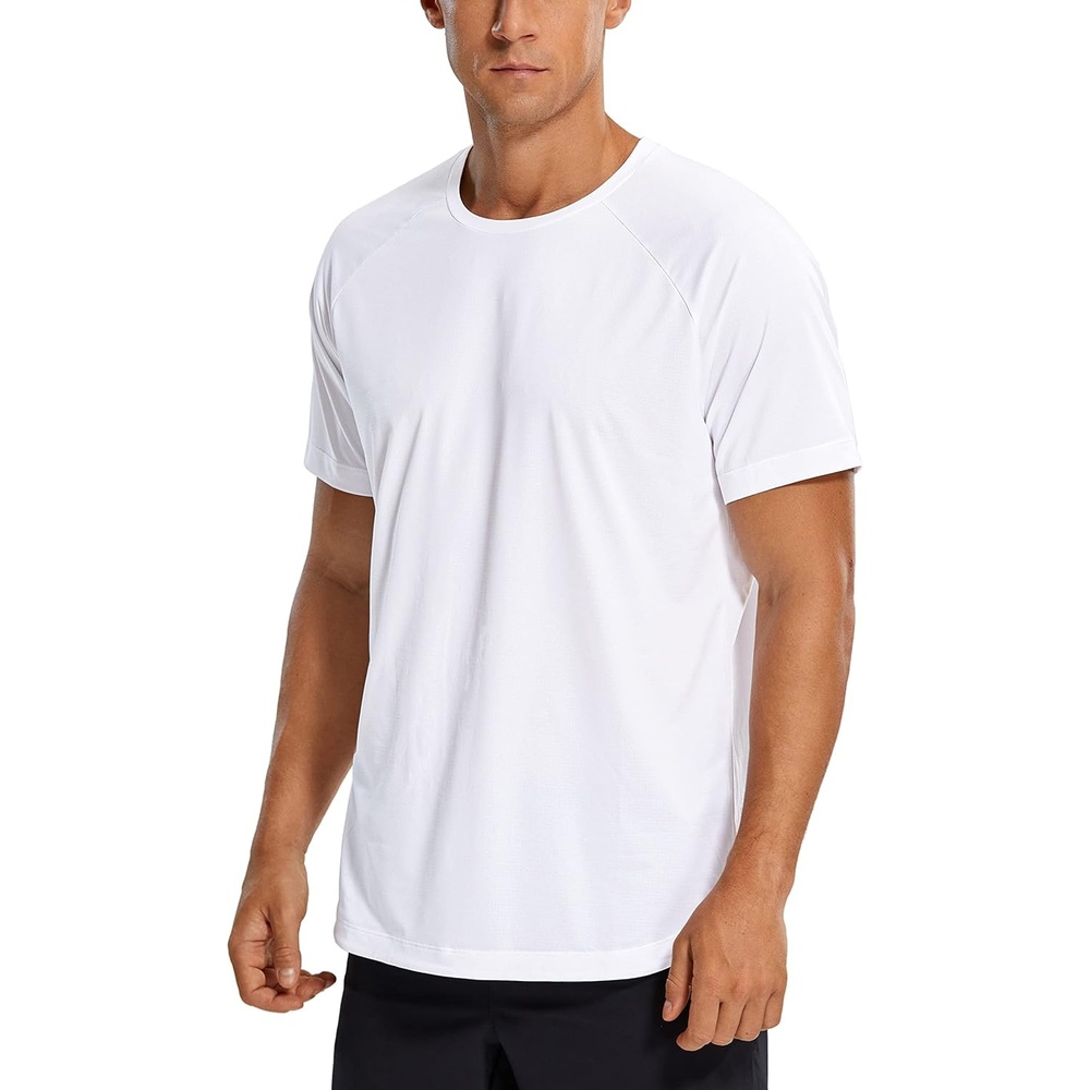 image:imageCRZ YOGA Crewneck Workout Shirts for Men Quick Dry Running Athletic TShirts Lightweight Basic TopsWhite