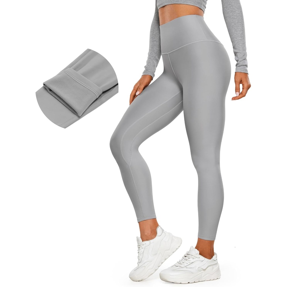 image:imageCRZ YOGA Fleece Lined Leggings 25  Thermal Casual Lounge Workout Womens Yoga High Waisted Pants Winter WarmRhino Grey