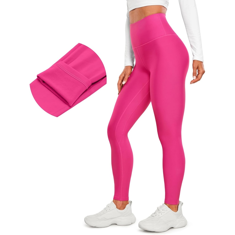 image:imageCRZ YOGA Fleece Lined Leggings 28 Thermal Casual Lounge Workout Yoga Womens Full Length Pants Winter WarmGranita Pink