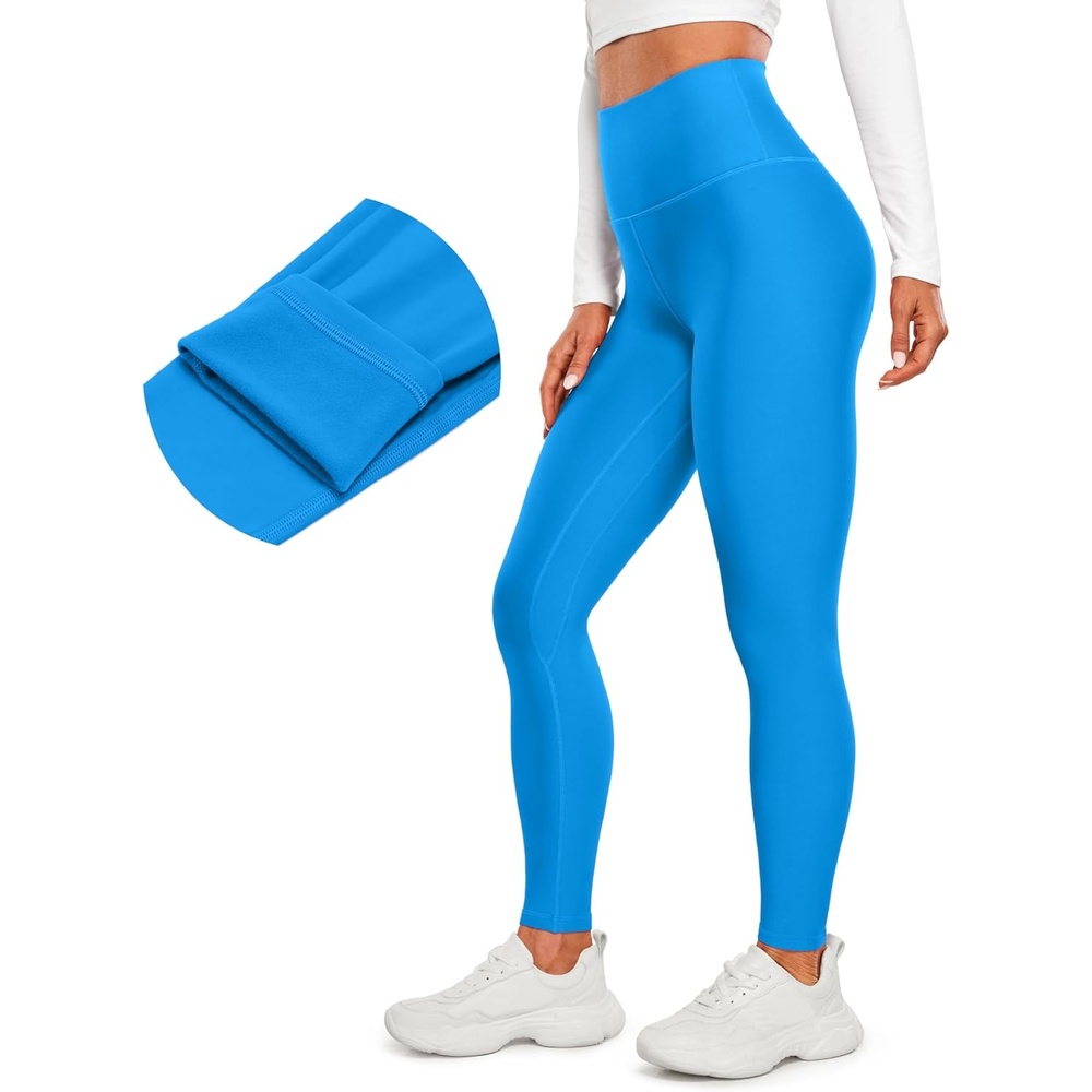 image:imageCRZ YOGA Fleece Lined Leggings 28  Thermal Casual Lounge Workout Yoga Womens Full Length Pants Winter WarmMadagascar Blue