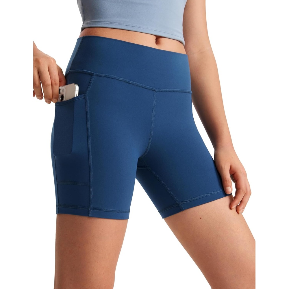 image:imageCRZ YOGA Girls Butterluxe Athletic Biker Shorts with Pockets Dance Yoga Casual High Waist Kids Teen SummerFrench Navy