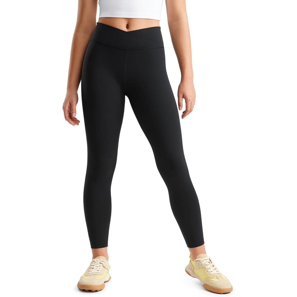 image:imageCRZ YOGA Girls Butterluxe Crossover Waist Yoga Leggings Athletic Sports Casual Pants V Cross Tights Kids TeenBlack