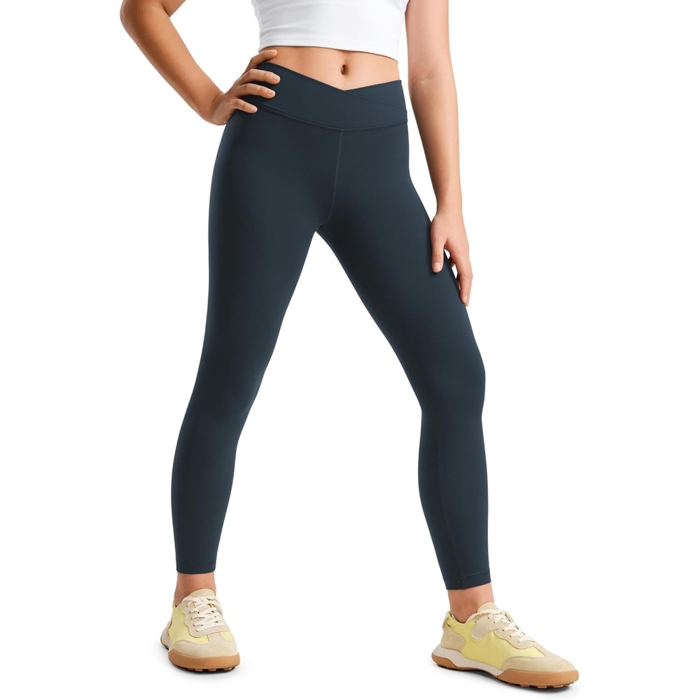 image:imageCRZ YOGA Girls Butterluxe Crossover Waist Yoga Leggings Athletic Sports Casual Pants V Cross Tights Kids TeenTrue Navy