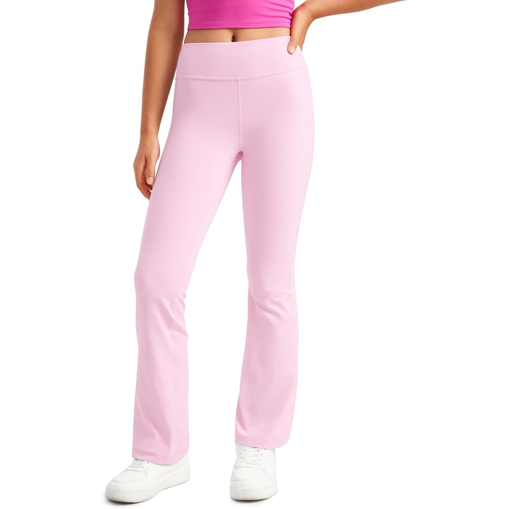 image:imageCRZ YOGA Girls Butterluxe High Waist Yoga Flare Leggings Dance Casual Athletic Pants Bell Bottoms Bootcut Kids TeenPink Peony