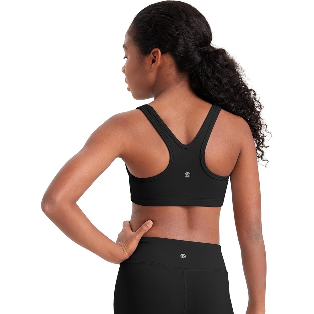 image:imageCRZ YOGA Girls Butterluxe Racerback Sports Bra Yoga Athletic Casual Tops Scoop Neck Padded Crop Kids TeenBlack