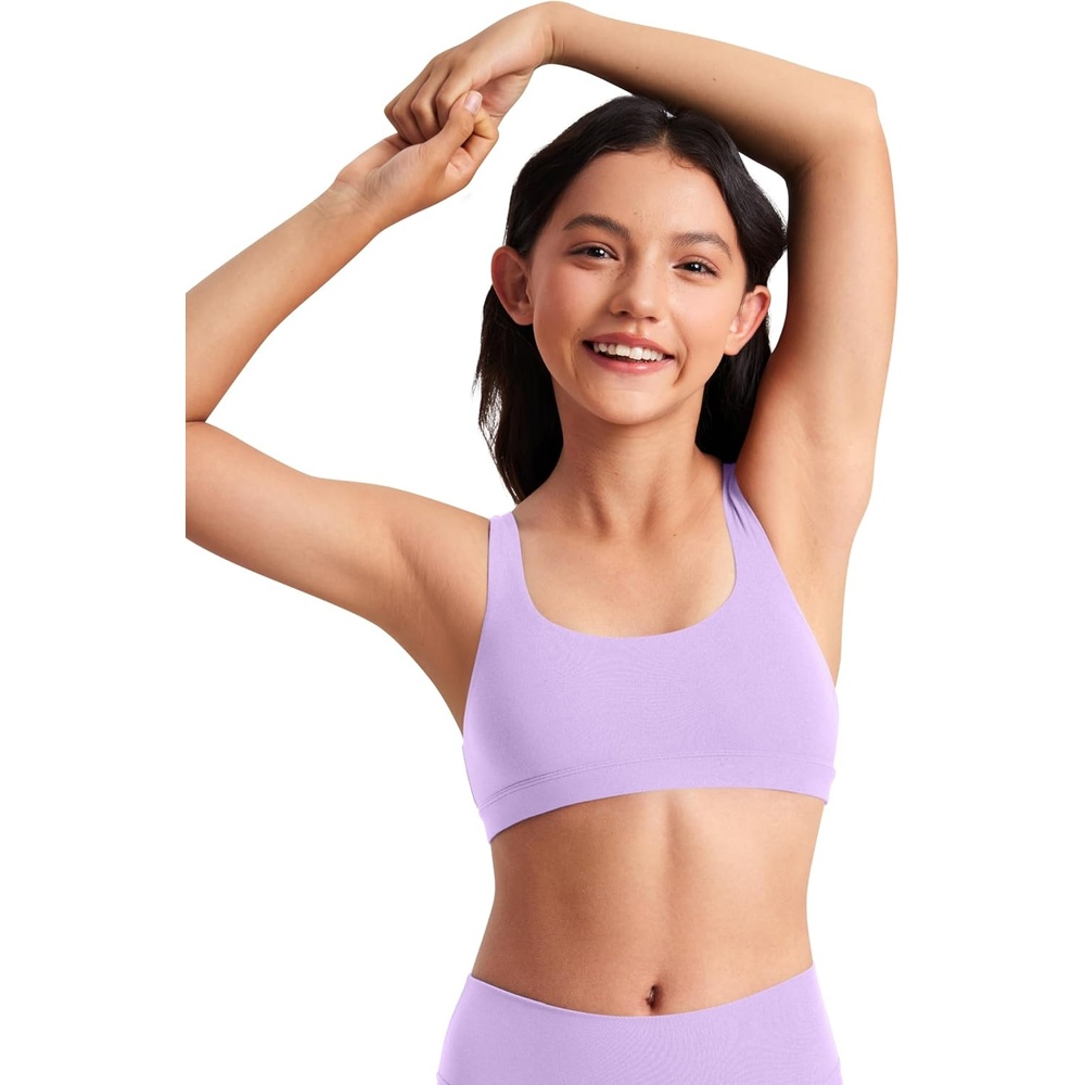 image:imageCRZ YOGA Girls Butterluxe U Back Sports Bra Yoga Athletic Casual Tops Scoop Neck Padded Crop Kids TeenElfin Purple