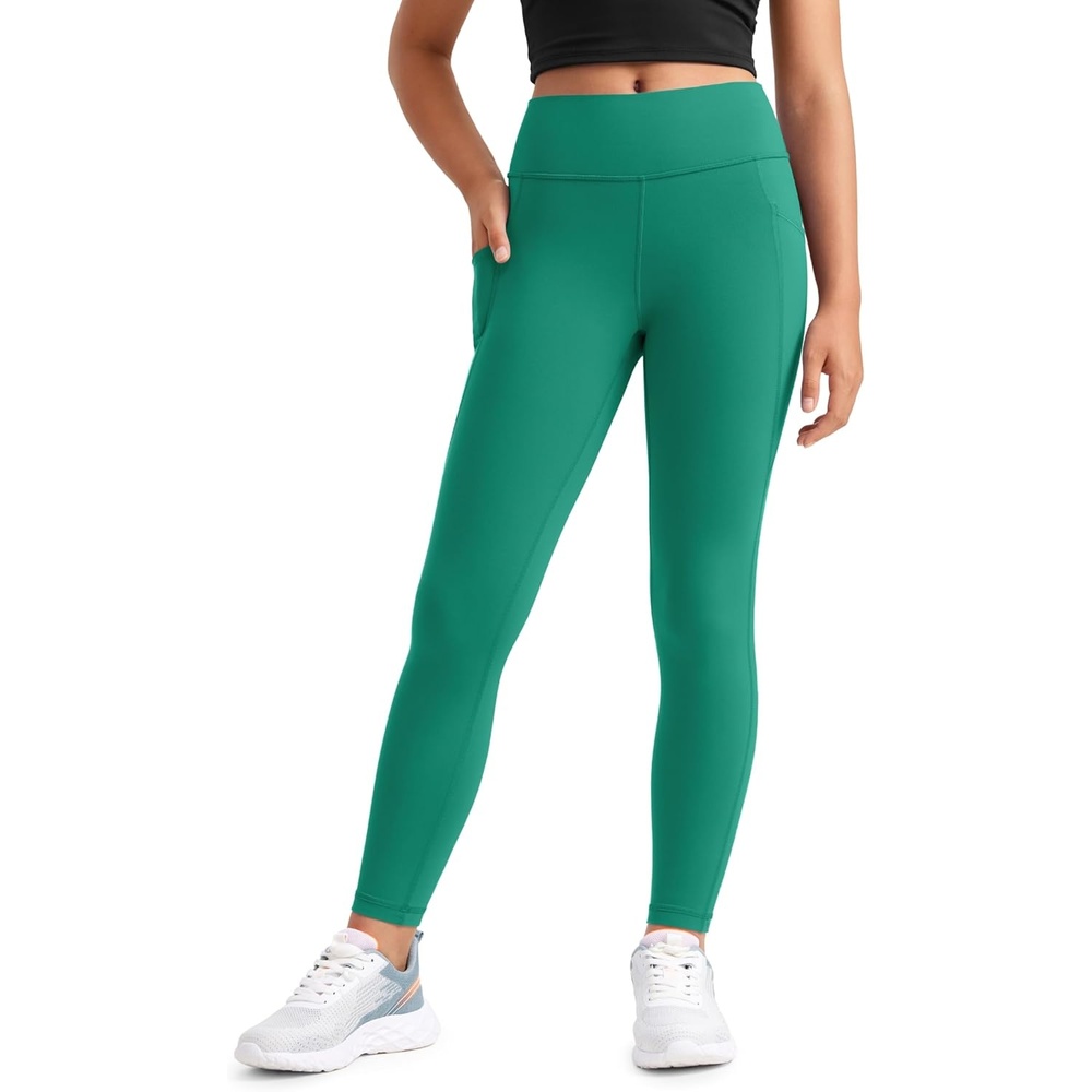 image:imageCRZ YOGA Girls Butterluxe Yoga Leggings with Pockets Athletic Sports Casual Pants High Waist Tights Kids TeenCascadia Green