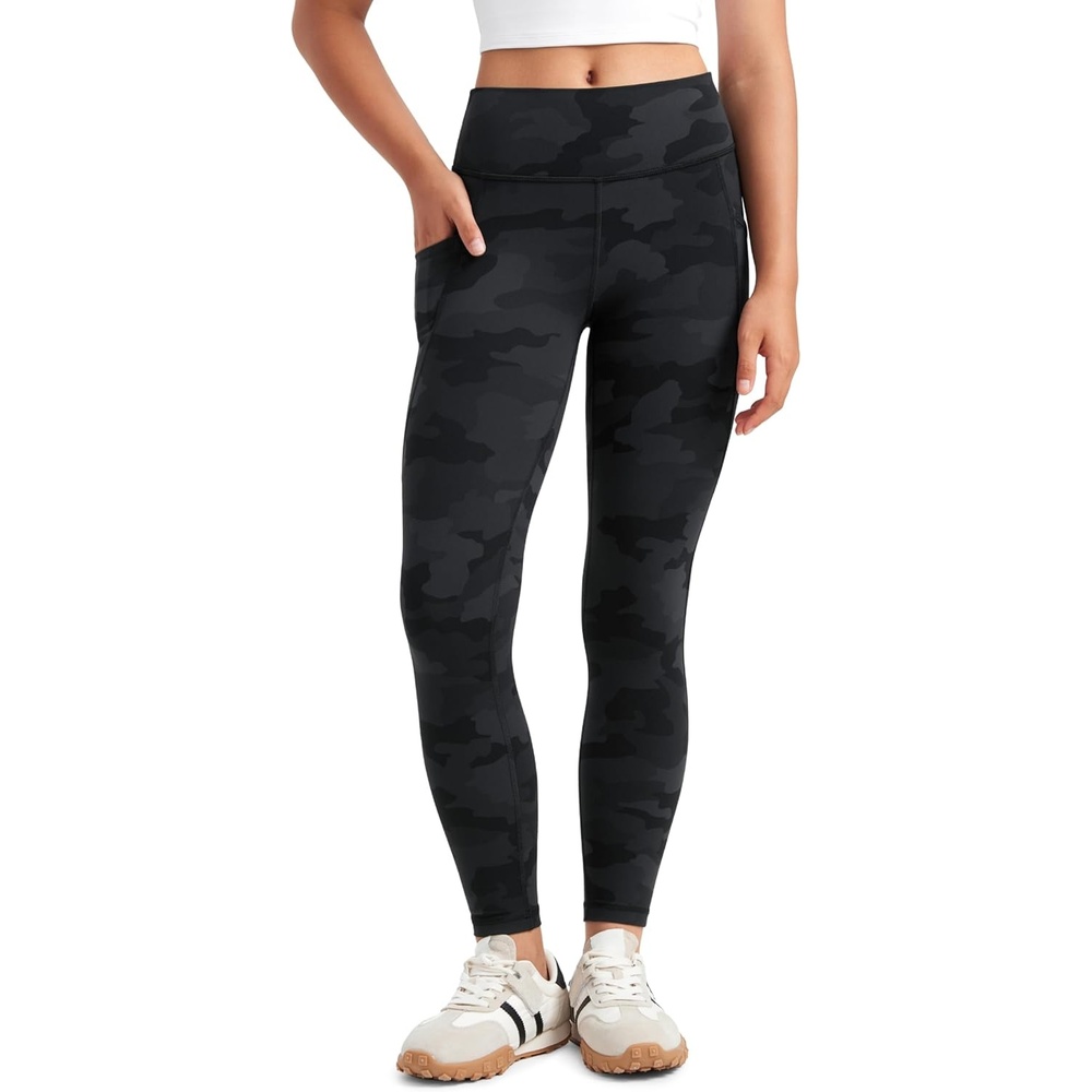 image:imageCRZ YOGA Girls Butterluxe Yoga Leggings with Pockets Athletic Sports Casual Pants High Waist Tights Kids TeenDark Grey Camouflage 2