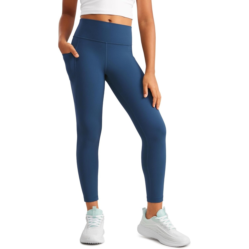 image:imageCRZ YOGA Girls Butterluxe Yoga Leggings with Pockets Athletic Sports Casual Pants High Waist Tights Kids TeenFrench Navy