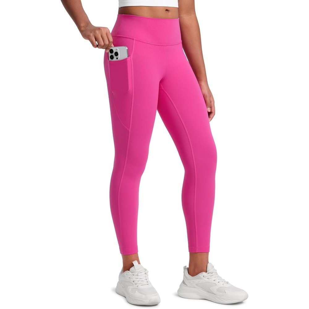 image:imageCRZ YOGA Girls Butterluxe Yoga Leggings with Pockets Athletic Sports Casual Pants High Waist Tights Kids TeenHibiscus Purple