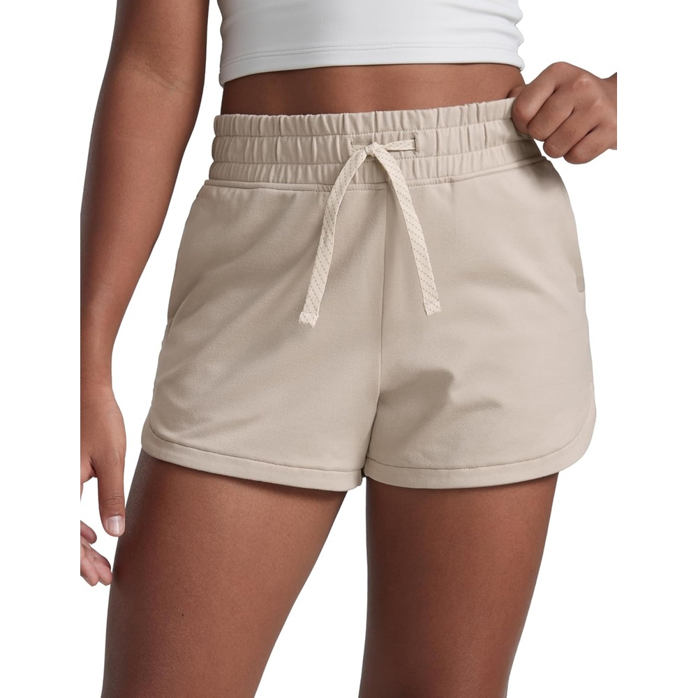 image:imageCRZ YOGA Girls Cloud Jersey Dolphin Casual Sweat Shorts Lounge Athletic Tennis Soccer Pockets Drawstring Kids TeenMojave Tan