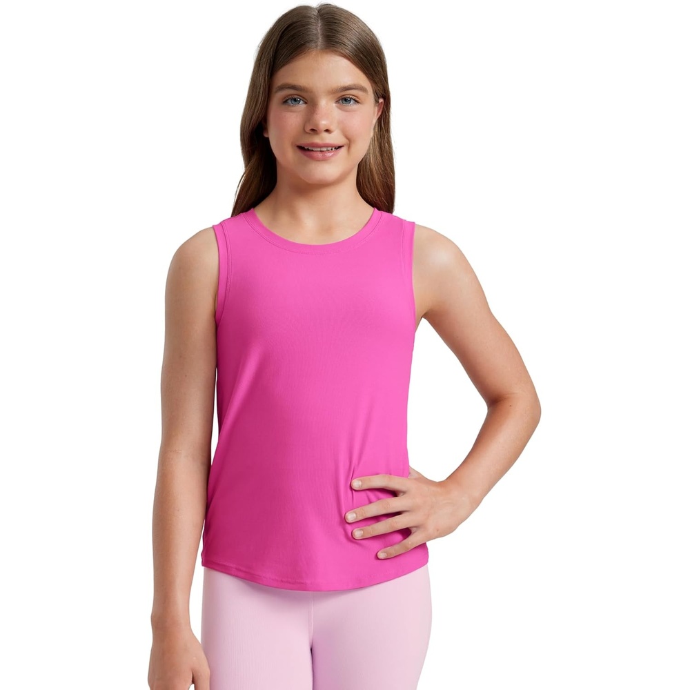 image:imageCRZ YOGA Girls Cloudweight Athletic Tank Tops Hip Length Active Dance Casual Crew Neck Sleeveless Kids TeenLight Purple