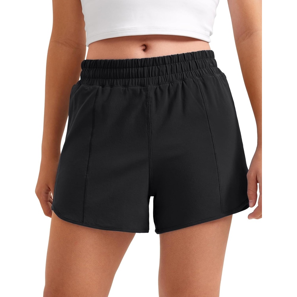 image:imageCRZ YOGA Girls FeatheryFit Soft Athletic Shorts with Zipper Pocket Tennis Soccer Running Casual Liner Kids TeenBlack