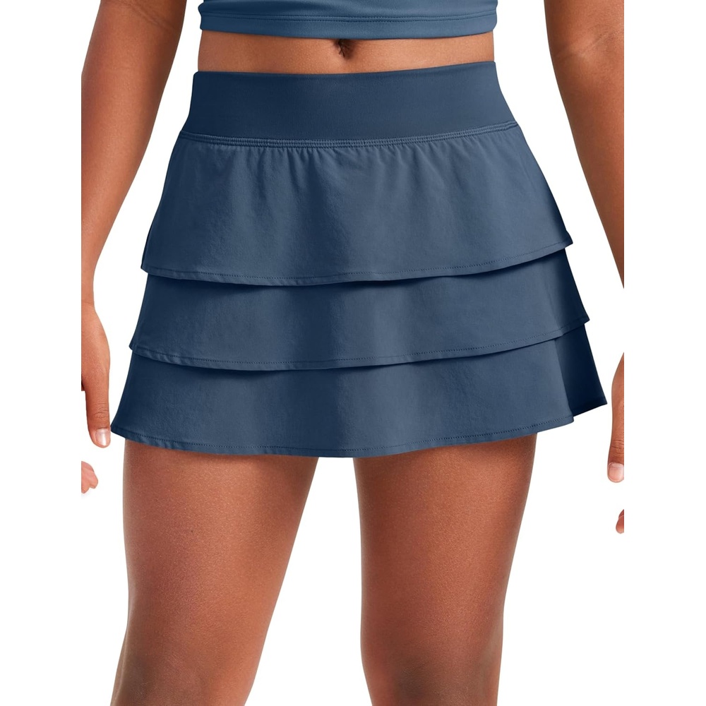 image:imageCRZ YOGA Girls FeatheryFit Soft Ruffle Athletic Skirts Tennis School Casual Skorts with Pockets Liner Kids TeenStelindigo