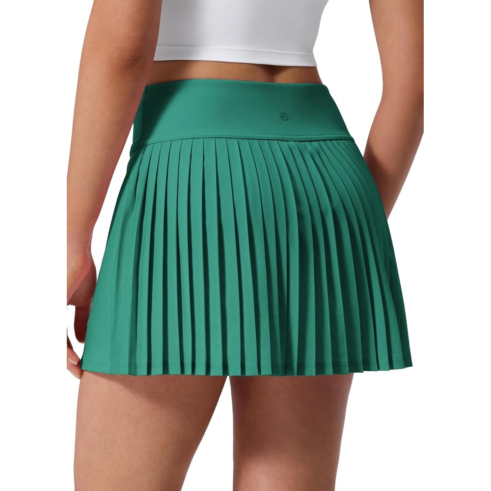 image:imageCRZ YOGA High Waisted Pleated Back Tennis Skirts for Women Aline Front Mini Golf Casual Skort with Inner ShortsCascadia Green