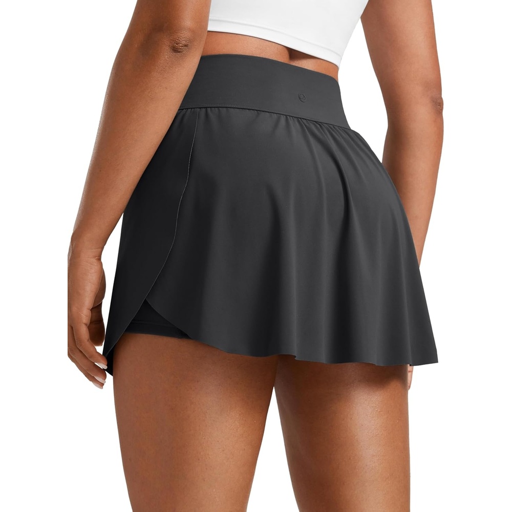 image:imageCRZ YOGA High Waisted Side Slit Tennis Skirts for Women Mini Lined A Line Running Athletic Skort with Inner PocketsMysterious Grey