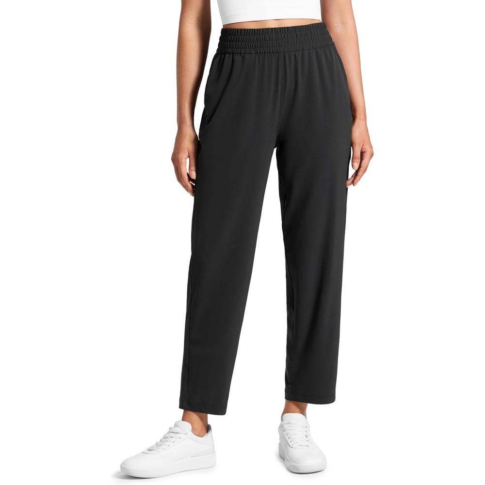 image:imageCRZ YOGA Lightweight Drapey Tapered Ankle Pants for Women 27 78 Casual Travel Work with Pockets SummerBlack