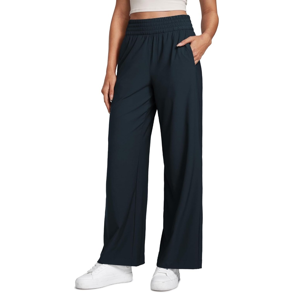 image:imageCRZ YOGA Lightweight Drapey Wide Leg Casual Pants for Women 30 Flowy Travel Work Loose Fit SummerTrue Navy