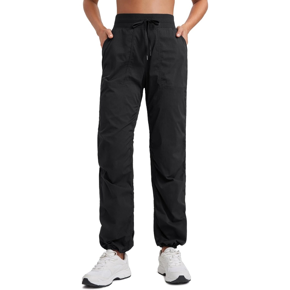 image:imageCRZ YOGA Lightweight Straight Leg Workout Pants for Women 283032 Ruched Casual Work Athletic Joggers with PocketsBlack