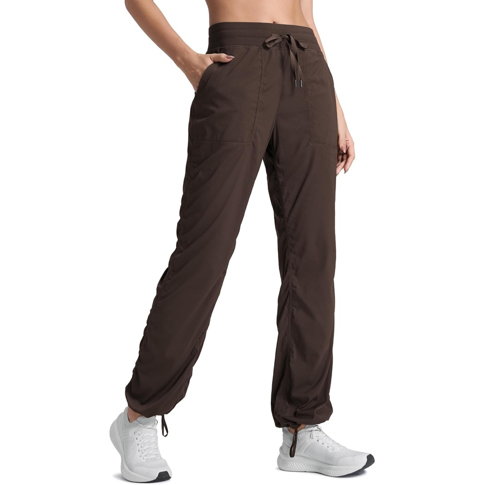 image:imageCRZ YOGA Lightweight Straight Leg Workout Pants for Women 283032 Ruched Casual Work Athletic Joggers with PocketsHot Fudge Brown