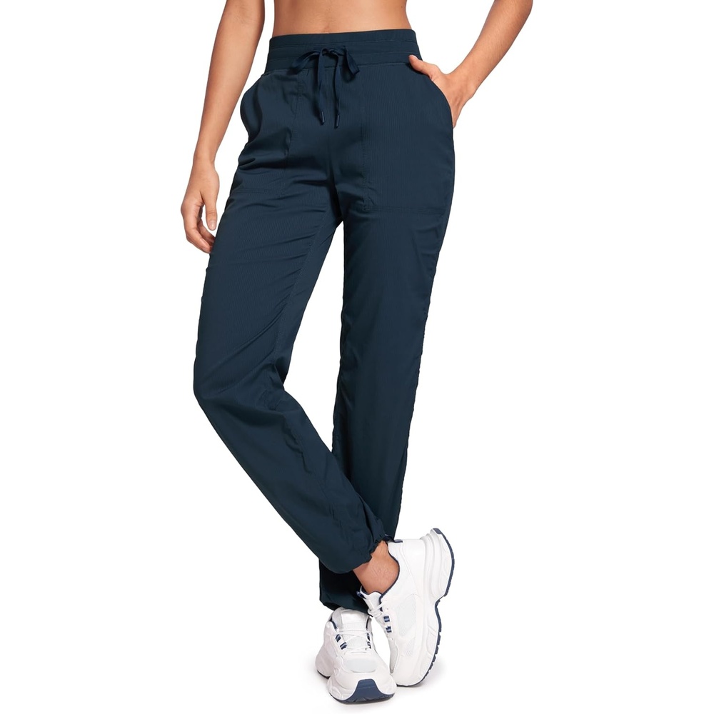 image:imageCRZ YOGA Lightweight Straight Leg Workout Pants for Women 283032 Ruched Casual Work Athletic Joggers with PocketsInk Blue