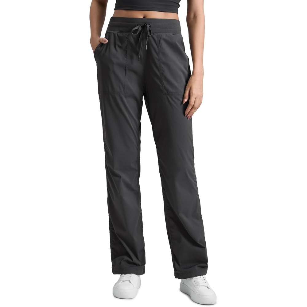 image:imageCRZ YOGA Lightweight Straight Leg Workout Pants for Women 283032 Ruched Casual Work Athletic Joggers with PocketsInk Gray