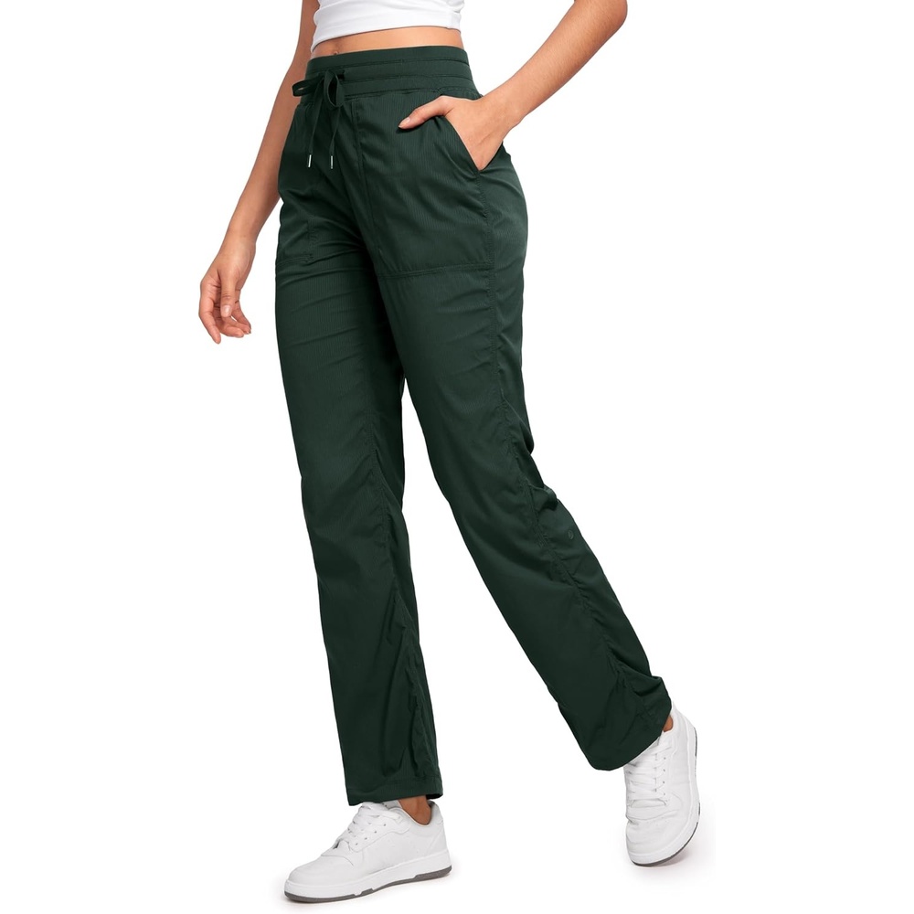 image:imageCRZ YOGA Lightweight Straight Leg Workout Pants for Women 283032 Ruched Casual Work Athletic Joggers with PocketsLegend Green