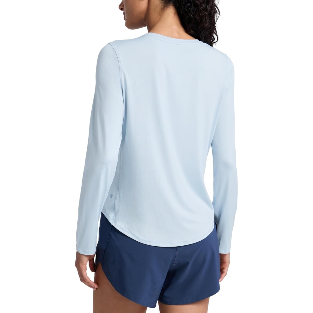 image:imageCRZ YOGA Lightweight Workout Long Sleeve Shirts for Women Gym Running Fall Athletic Training TShirts High Neck TopsBlue Linen