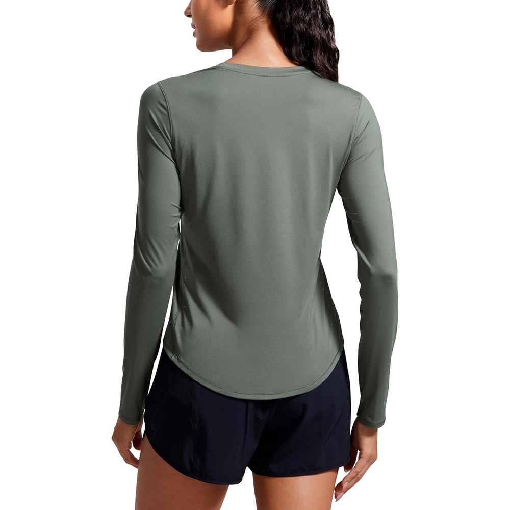 image:imageCRZ YOGA Lightweight Workout Long Sleeve Shirts for Women Gym Running Fall Athletic Training TShirts High Neck TopsGrey Sage