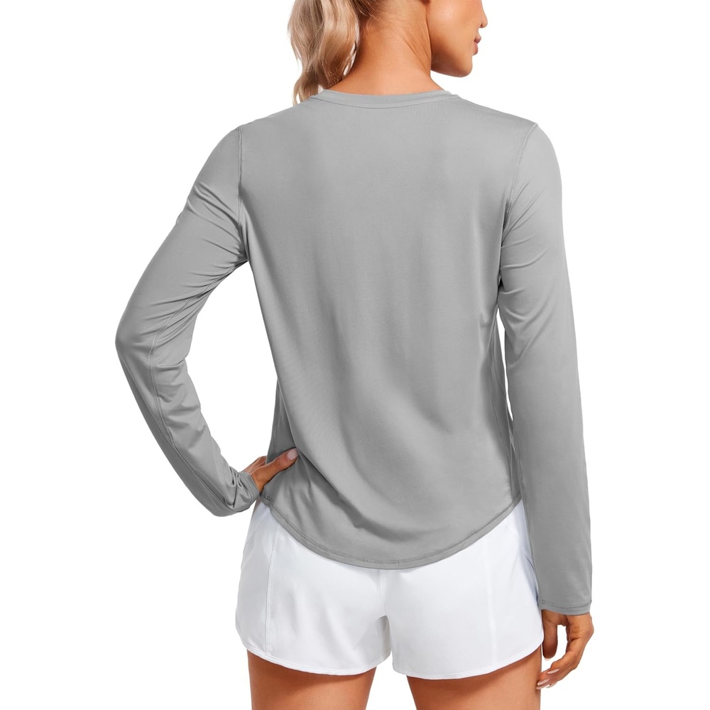 image:imageCRZ YOGA Lightweight Workout Long Sleeve Shirts for Women Gym Running Fall Athletic Training TShirts High Neck TopsSilver Gray