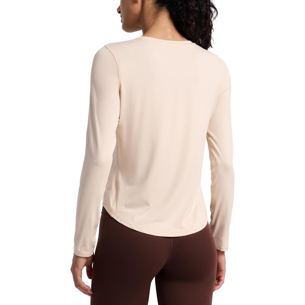 image:imageCRZ YOGA Lightweight Workout Long Sleeve Shirts for Women Gym Running Fall Athletic Training TShirts High Neck TopsWhite Opal