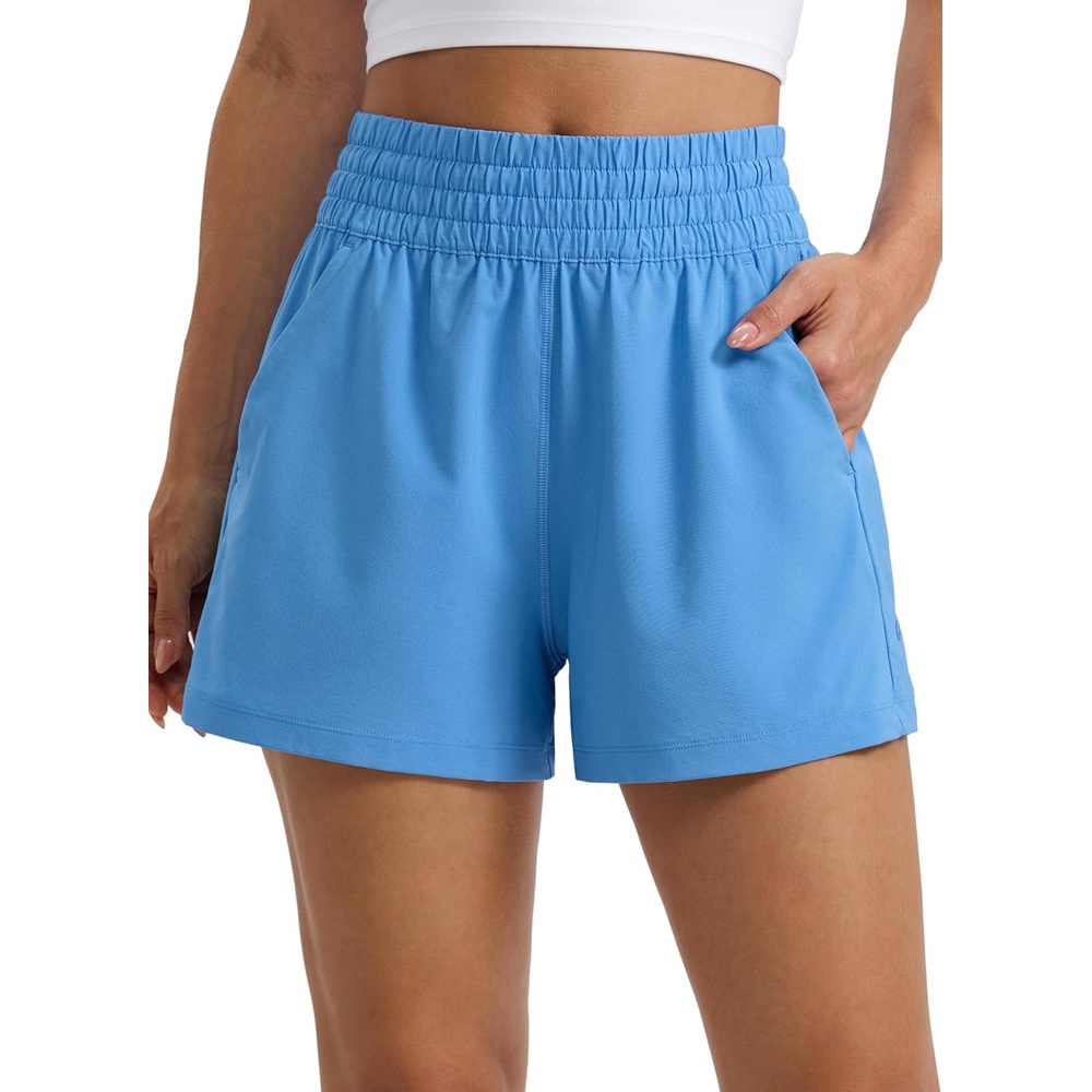 image:imageCRZ YOGA Linerless Relaxed Casual Shorts for Women 3 High Waisted for Lounge Athletic Golf with PocketsParty Blue