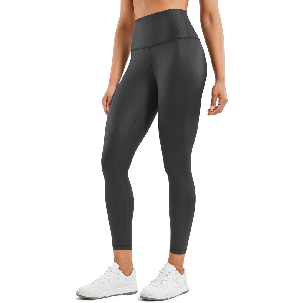 image:imageCRZ YOGA Matte Faux Leather Leggings 25 Butterluxe High Waisted Stretch Ankle Leather Pants for Women Pleather TightsFaux Leather Black Foil