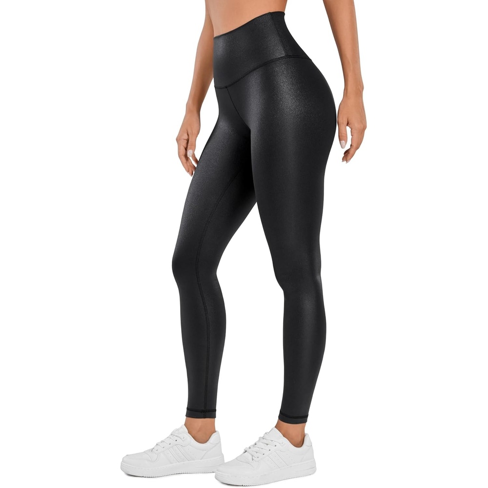 image:imageCRZ YOGA Matte Faux Leather Leggings 28 Butterluxe High Waisted Stretch Ankle Womens Leather Pants Pleather TightsFaux Leather Black