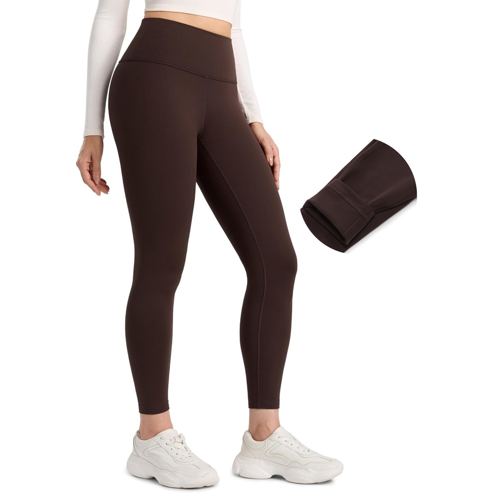 image:imageCRZ YOGA Matte Thermal Fleece Lined Leggings 25  Casual Lounge Workout Womens Yoga High Waisted Pants Winter WarmHot Fudge Brown