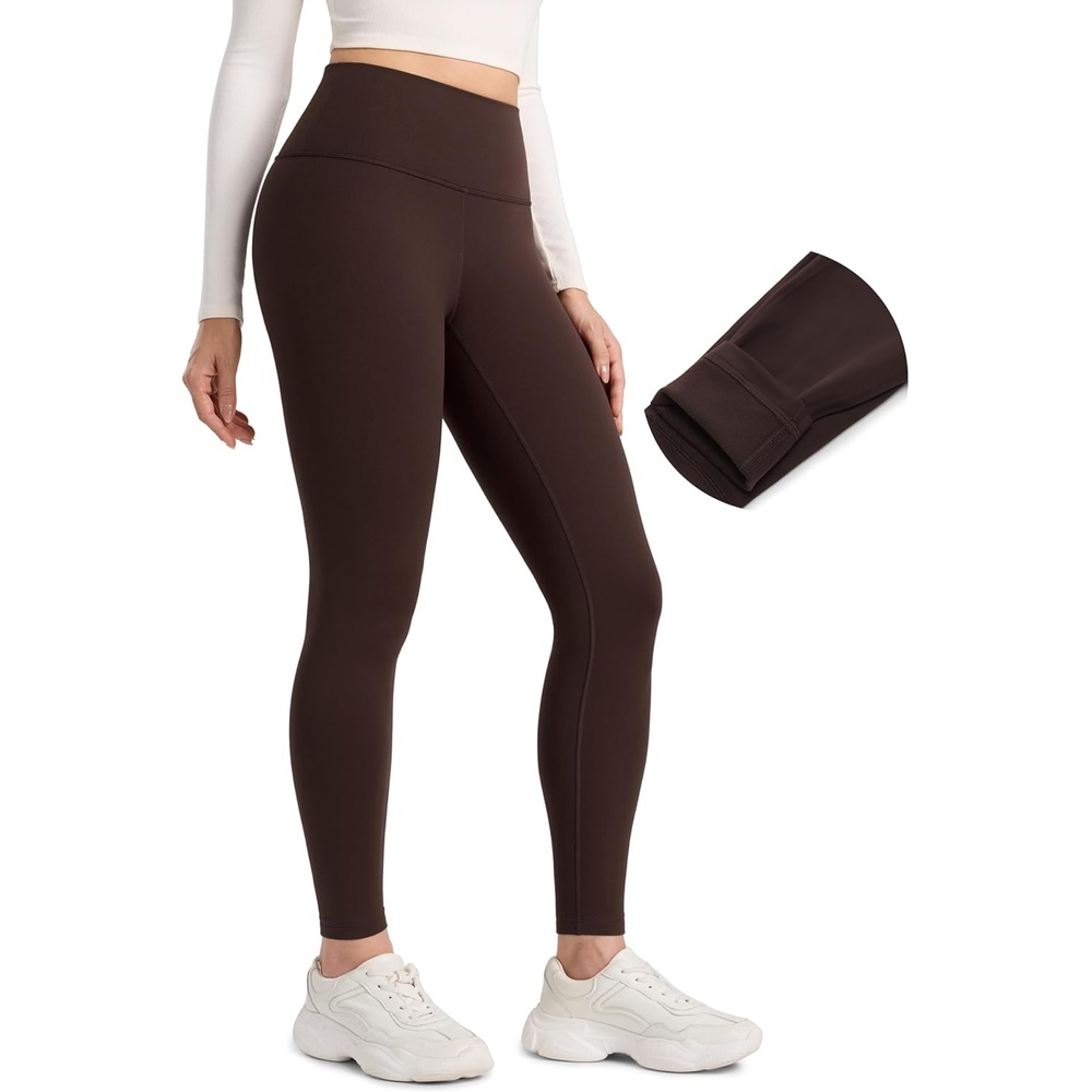 image:imageCRZ YOGA Matte Thermal Fleece Lined Leggings 28  Casual Lounge Workout Womens Yoga Full Length Pants Winter WarmHot Fudge Brown