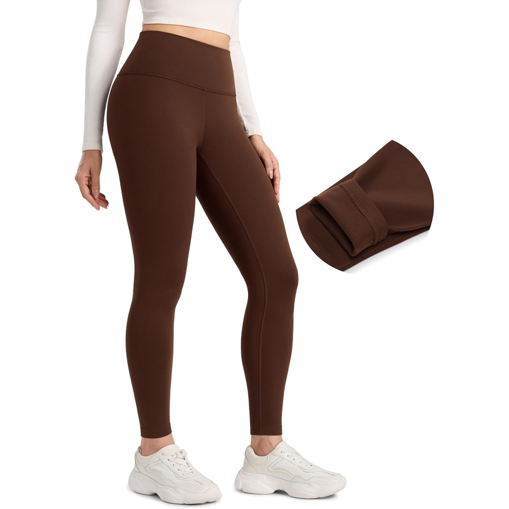 image:imageCRZ YOGA Matte Thermal Fleece Lined Leggings 28  Casual Lounge Workout Womens Yoga Full Length Pants Winter WarmLava Brown