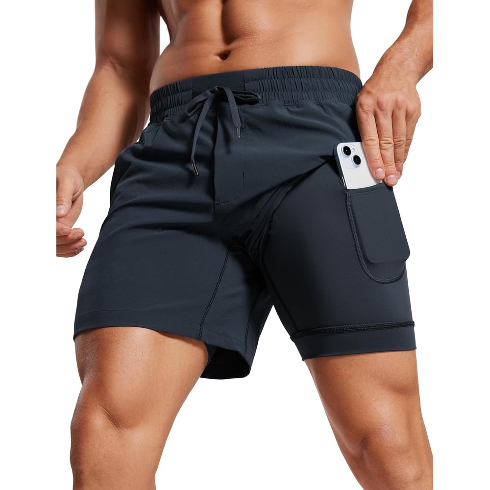 image:imageCRZ YOGA Mens 2 in 1 Running Shorts 5  Lined Workout Quick Dry for Workout Sports Athletic with PocketsTrue Navy