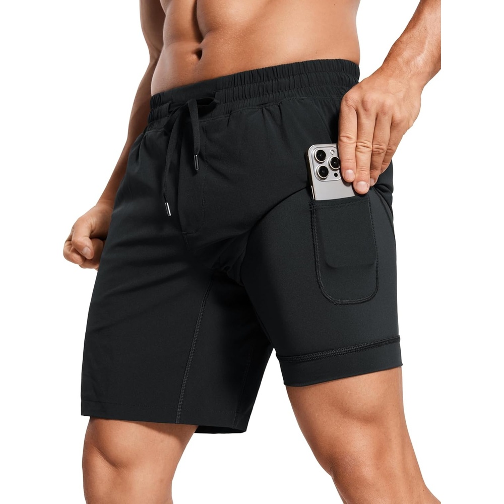 image:imageCRZ YOGA Mens 2 in 1 Running Shorts 7 Lined Workout Quick Dry Lightweight for Sports Athletic with PocketsBlack