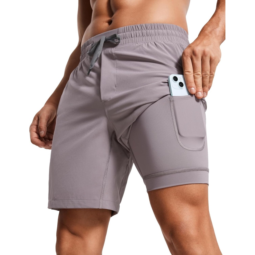 image:imageCRZ YOGA Mens 2 in 1 Running Shorts 7 Lined Workout Quick Dry Lightweight for Sports Athletic with PocketsLunar Rock