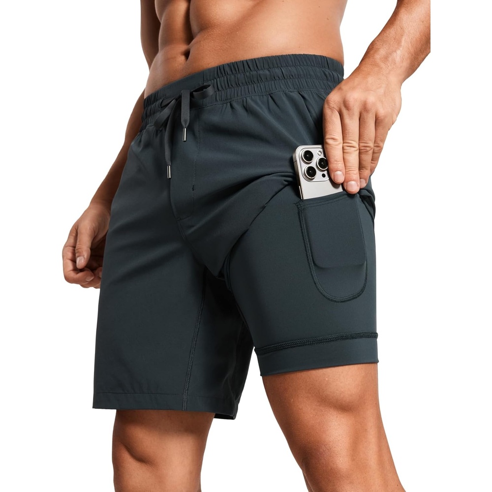 image:imageCRZ YOGA Mens 2 in 1 Running Shorts 7 Lined Workout Quick Dry Lightweight for Sports Athletic with PocketsMelanite