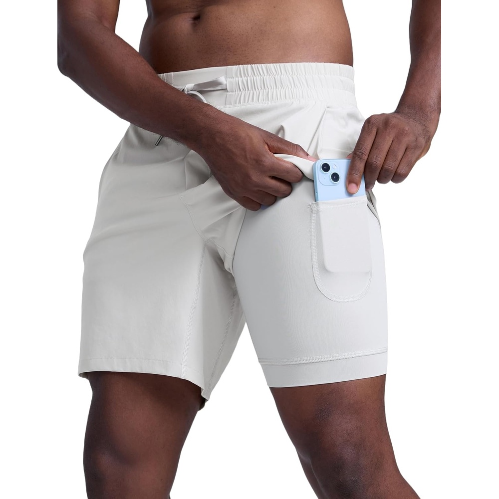 image:imageCRZ YOGA Mens 2 in 1 Running Shorts 7 Lined Workout Quick Dry Lightweight for Sports Athletic with PocketsPlatinum Grey
